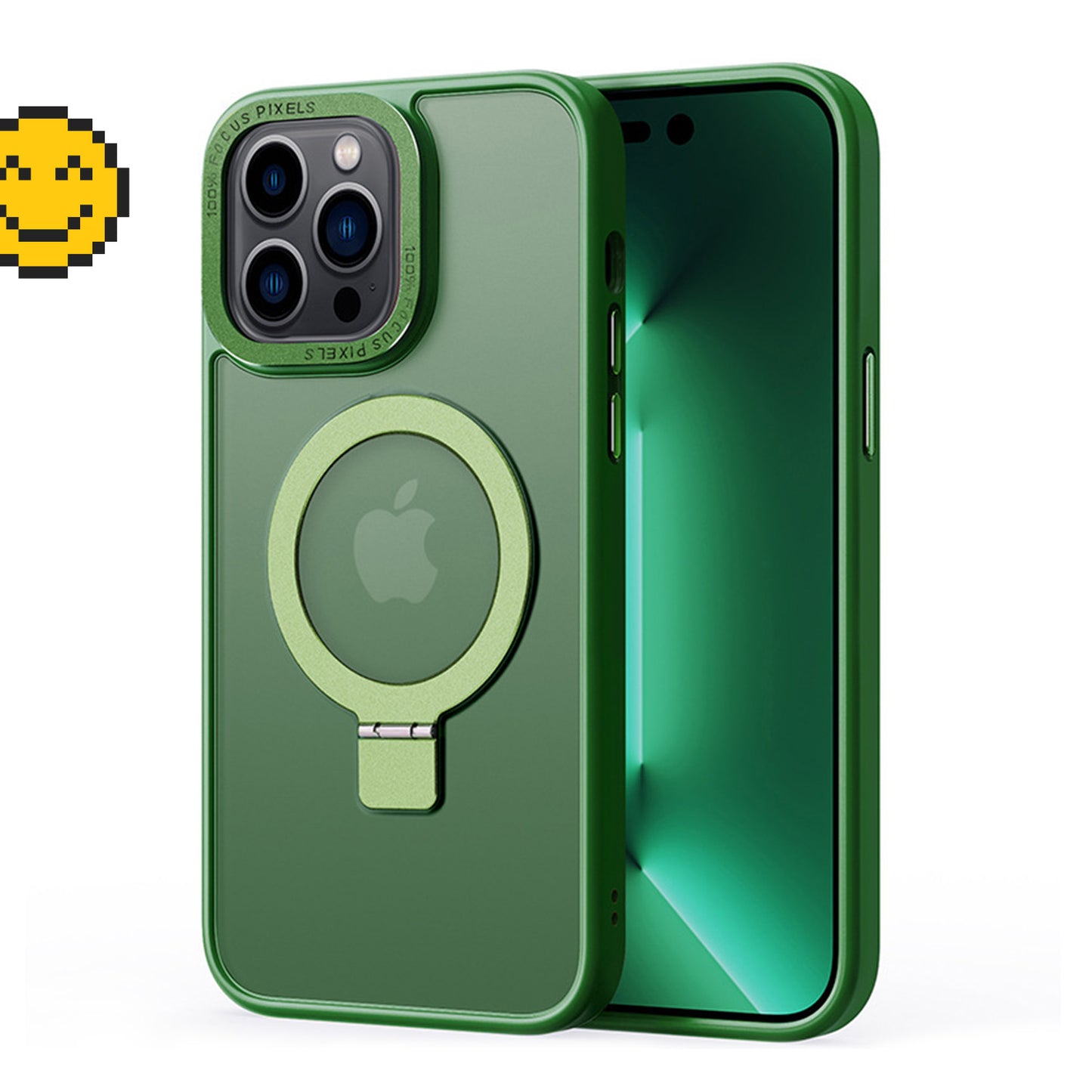 Solid Green iPhone MagSafe Case with Magnetic Ring Stand