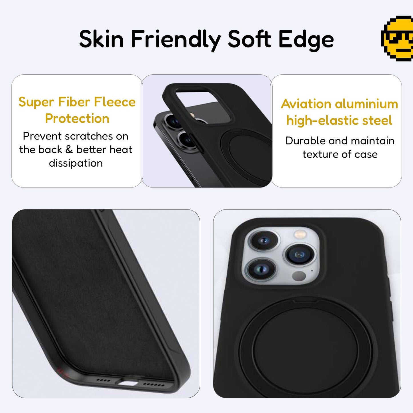 Solid Black Color Soft Touch MagSafe Case With Magnatic Ring