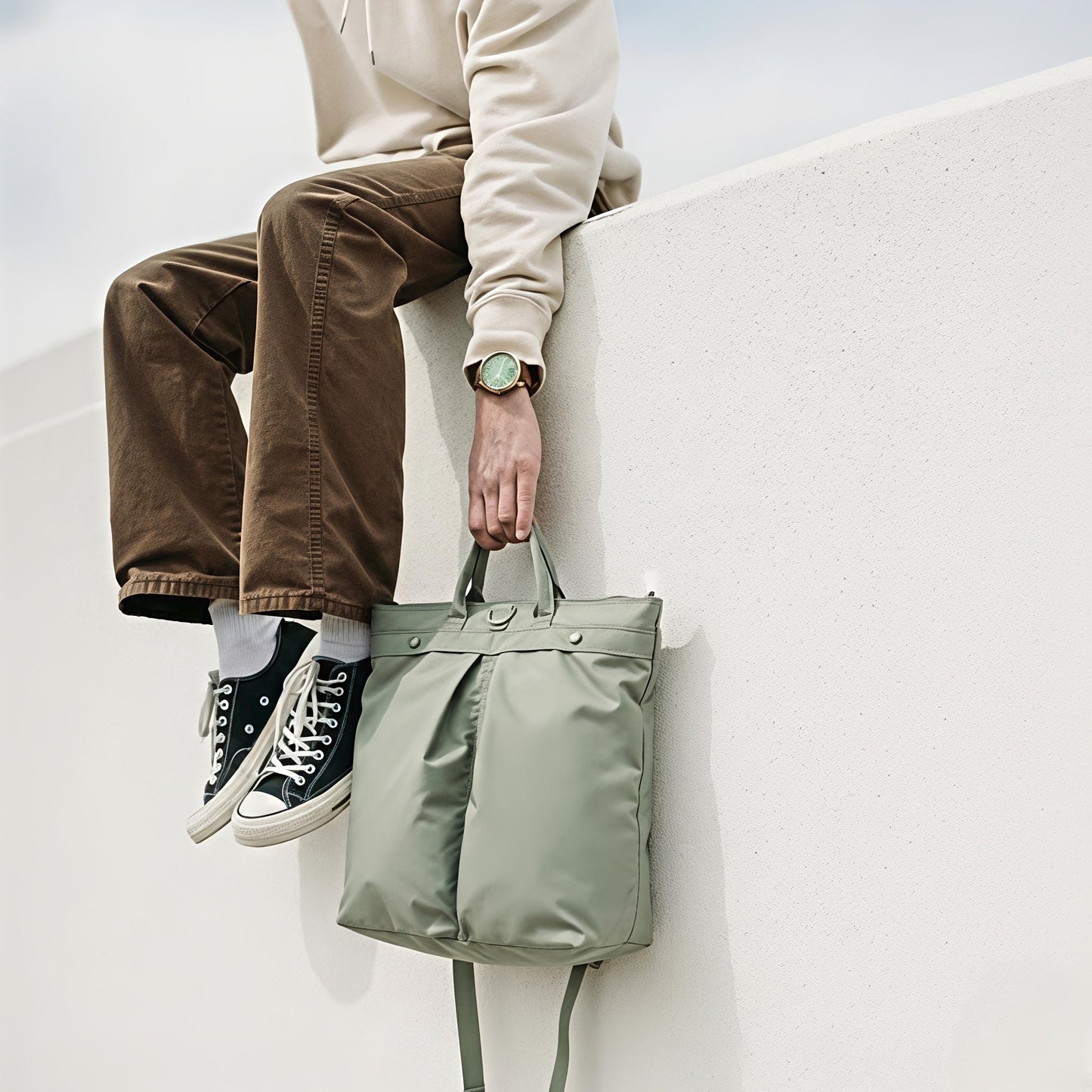 Korean Backpack - Khaki - Trendy Waterproof Korean Backpack | MackinTotes - Mackin Totes