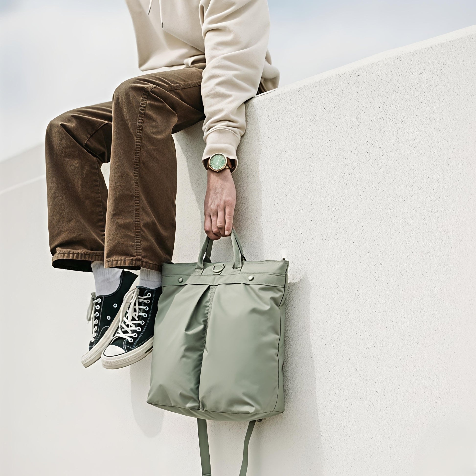 Korean Backpack - Khaki - Trendy Waterproof Korean Backpack | MackinTotes - Mackin Totes