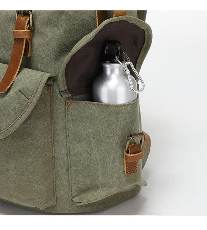 Mackin Totes Waterproof Canvas Backpack – Green | Retro Casual Bag - Mackin Totes