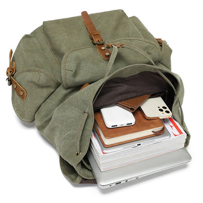 Mackin Totes Waterproof Canvas Backpack – Green | Retro Casual Bag - Mackin Totes