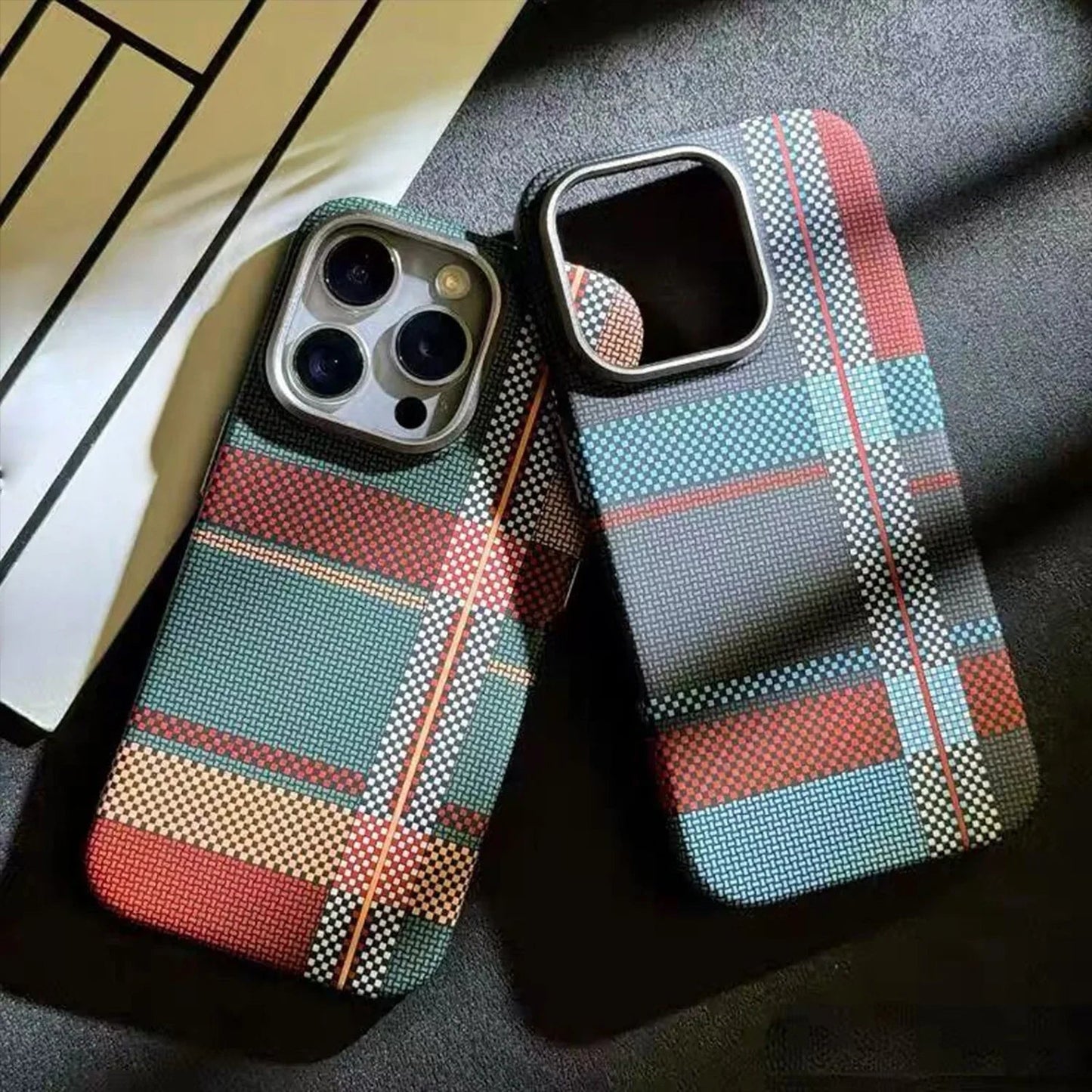 Premium Texture Check Pattern (Multi Toned) MagSafe Case - Mackin Totes