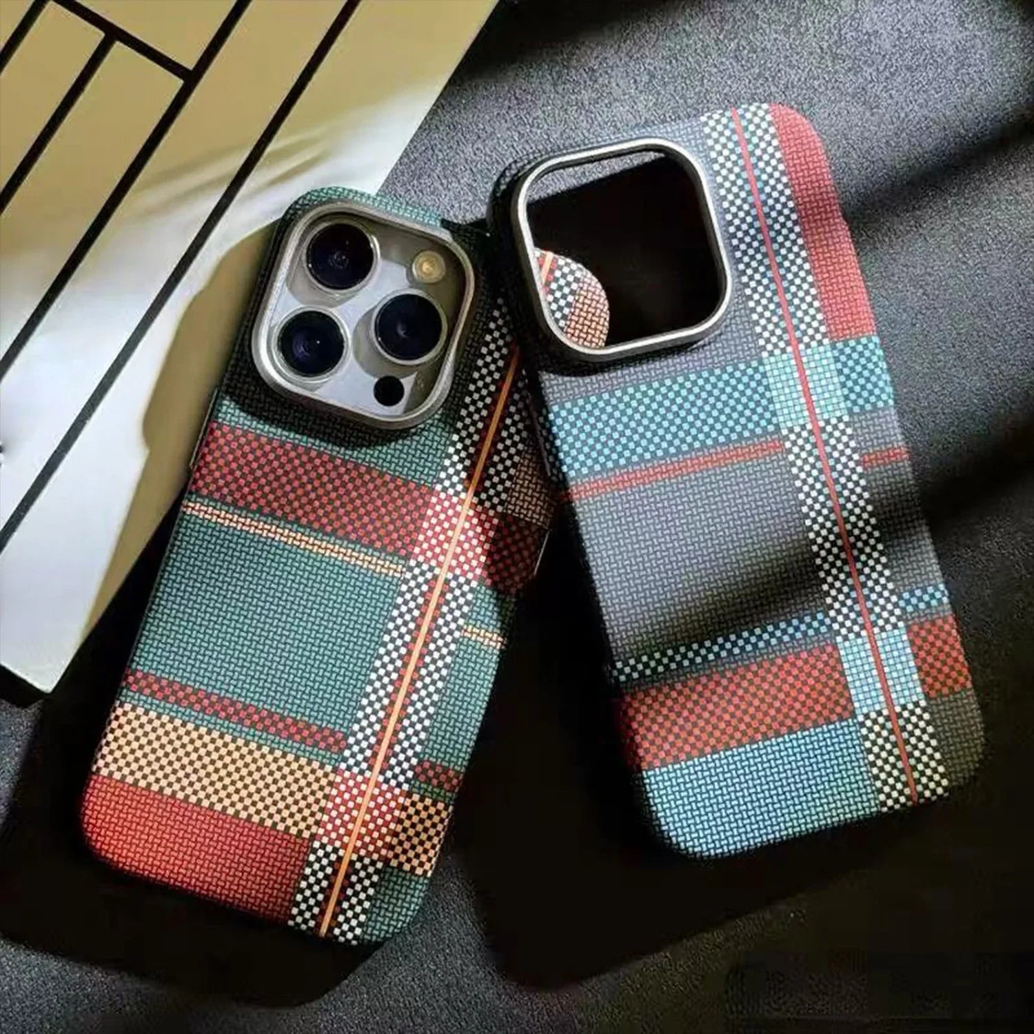 Premium Texture Check Pattern (Multi Toned) MagSafe Case - Mackin Totes