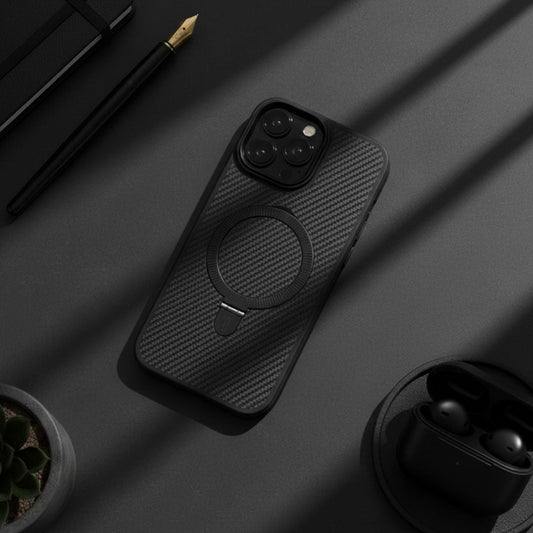 Premium Texture Solid Black MagSafe Case with Magnetic Ring Stand - Mackin Totes