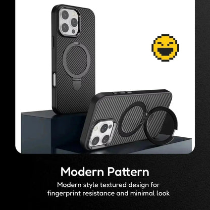 Premium Texture Solid Black MagSafe Case with Magnetic Ring Stand - Mackin Totes