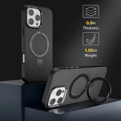 Premium Texture Solid Black MagSafe Case with Magnetic Ring Stand - Mackin Totes