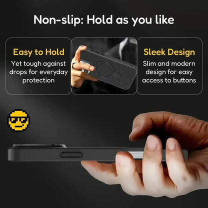 Premium Texture Solid Black MagSafe Case with Magnetic Ring Stand - Mackin Totes