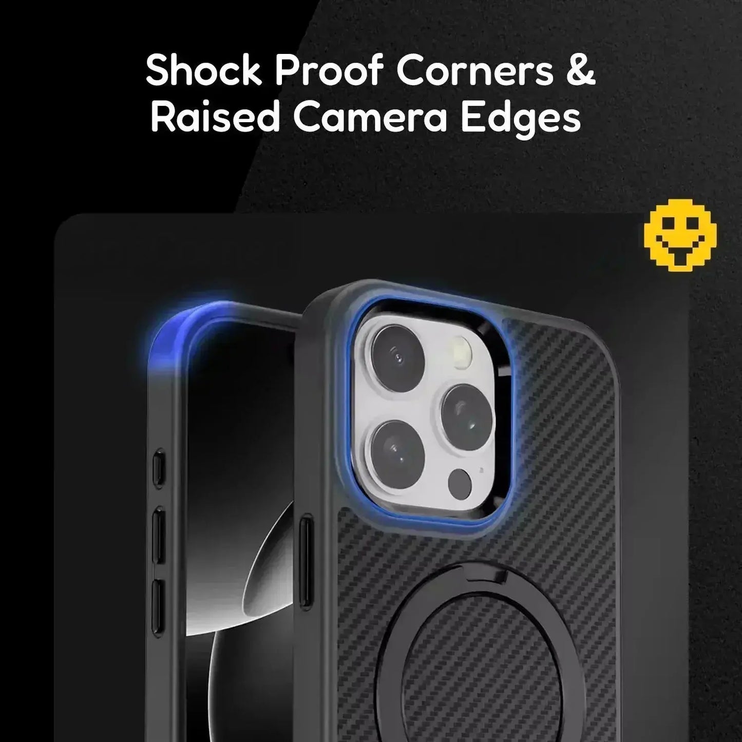 Premium Texture Solid Black MagSafe Case with Magnetic Ring Stand - Mackin Totes