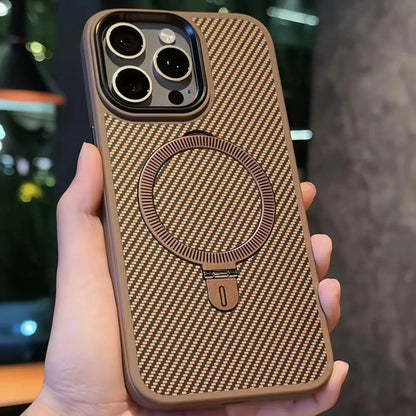 Premium Texture Solid Brown MagSafe Case with Magnetic Ring Stand - Mackin Totes