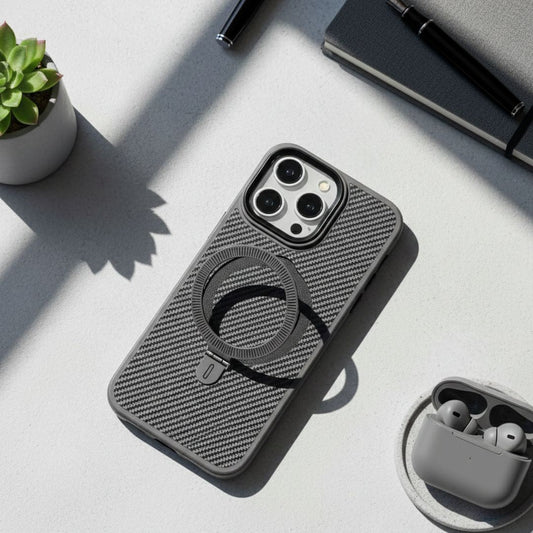 Premium Texture Solid Grey MagSafe Case with Magnetic Ring Stand - Mackin Totes