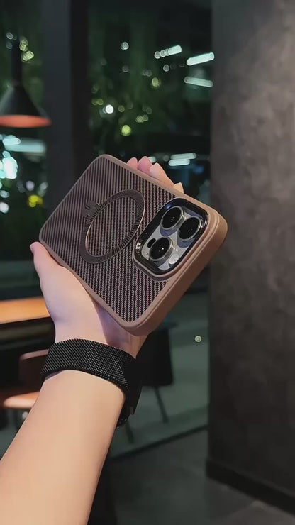 Premium Texture Solid Grey MagSafe Case with Magnetic Ring Stand