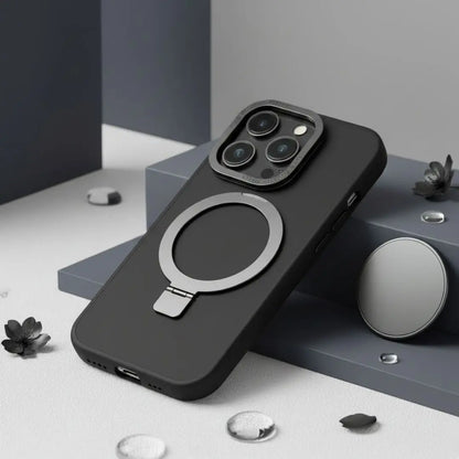 Solid Black iPhone MagSafe Case with Magnetic Ring Stand - Mackin Totes