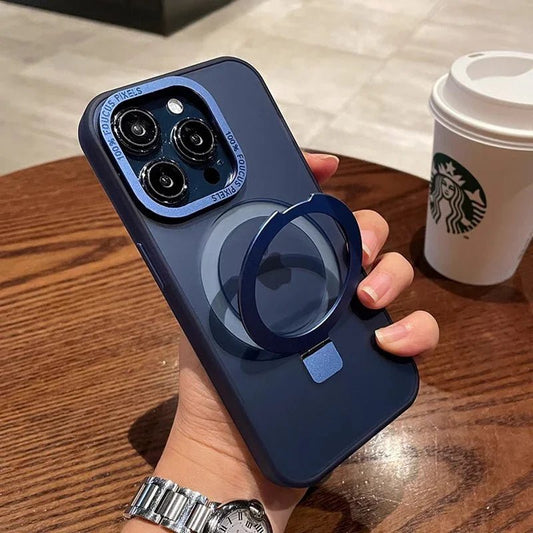 Solid Blue iPhone MagSafe Case with Magnetic Ring Stand - Mackin Totes