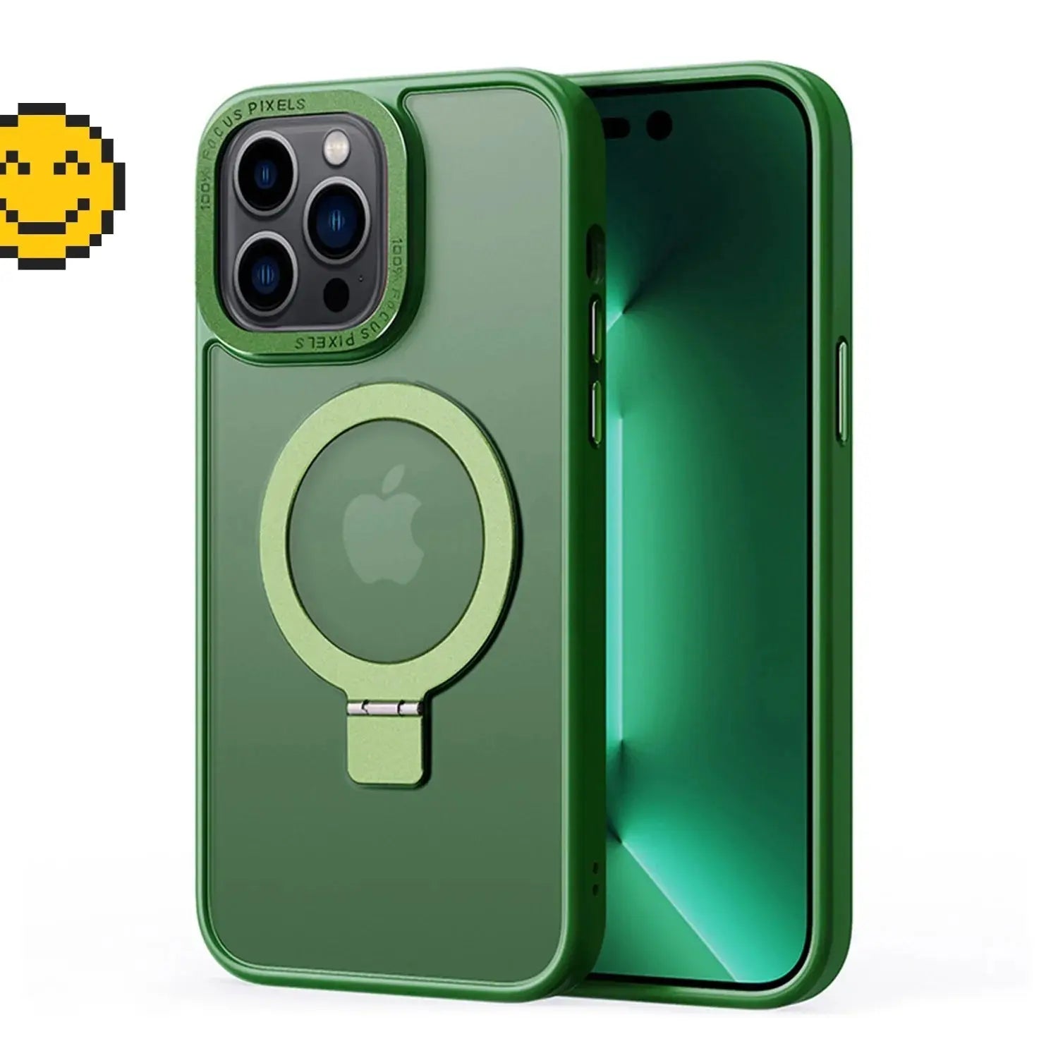 Solid Green iPhone MagSafe Case with Magnetic Ring Stand - Mackin Totes