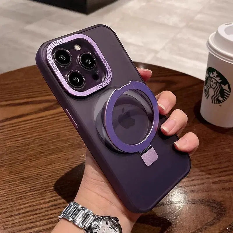Solid Purple iPhone MagSafe Case with Magnetic Ring Stand - Mackin Totes