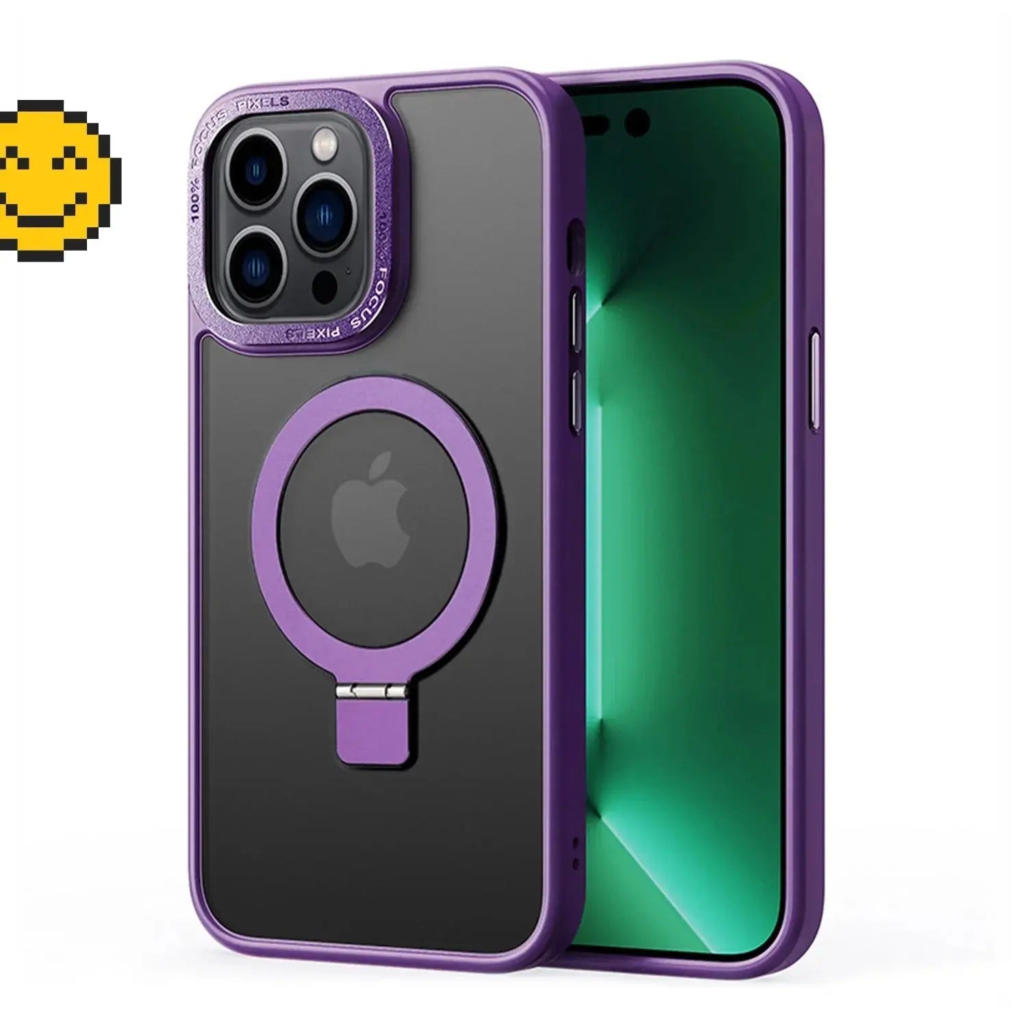 Solid Purple iPhone MagSafe Case with Magnetic Ring Stand - Mackin Totes