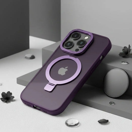 Solid Purple iPhone MagSafe Case with Magnetic Ring Stand - Mackin Totes