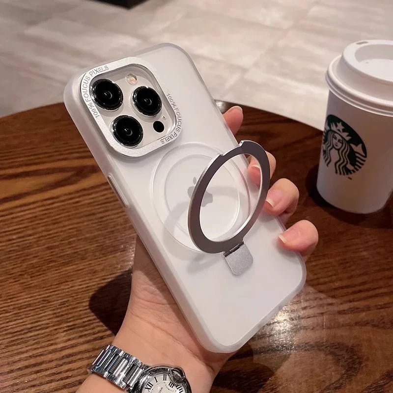 Solid White iPhone MagSafe Case with Magnetic Ring Stand - Mackin Totes