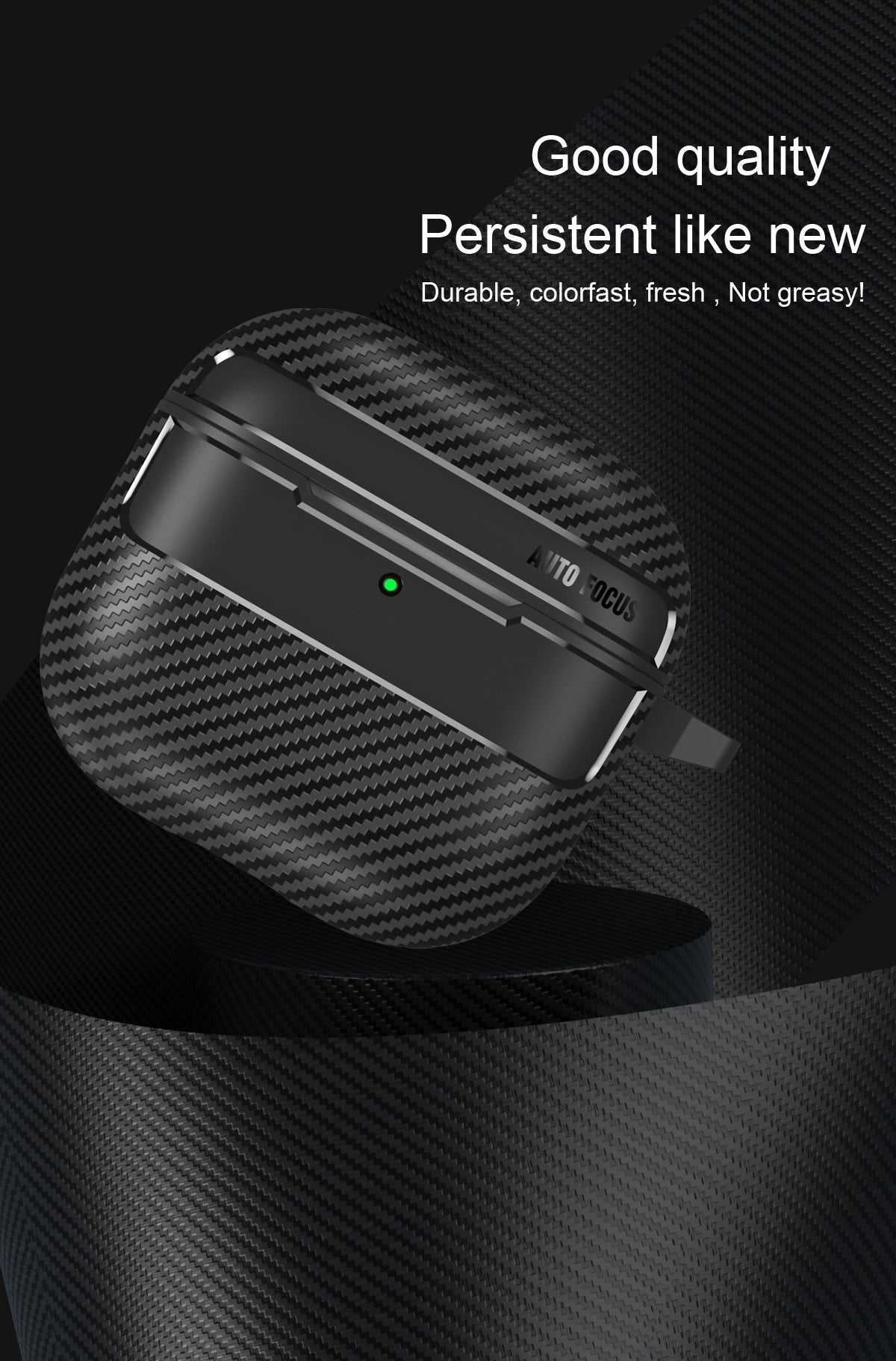 Textured AirPods Case Cover "without" Carabiner Ring - Black - Mackin Totes