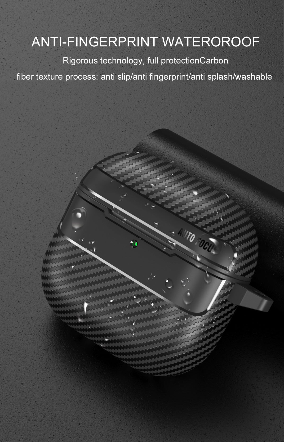 Textured AirPods Case Cover "without" Carabiner Ring - Black - Mackin Totes