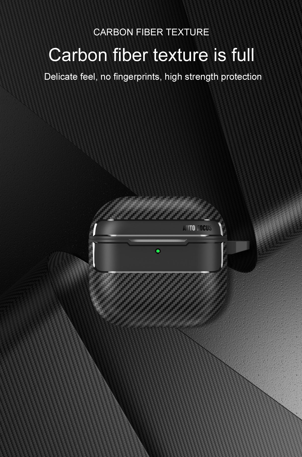 Textured AirPods Case Cover "without" Carabiner Ring - Black - Mackin Totes